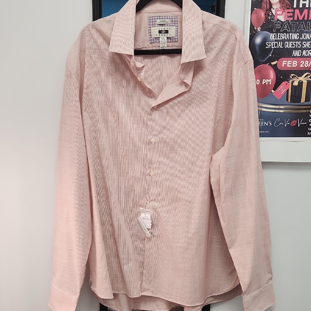 Joseph Abboud NWT Men's Pink Cotton Striped Shirt XXL (C1)